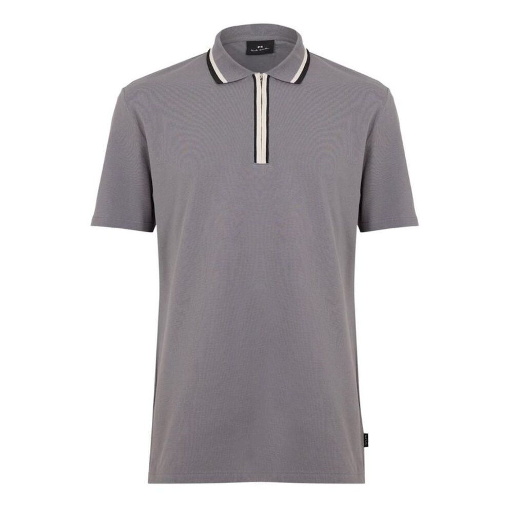 Paul Smith Mens Zipped Tailored Short-Sleeved Polo Shirt / Gray